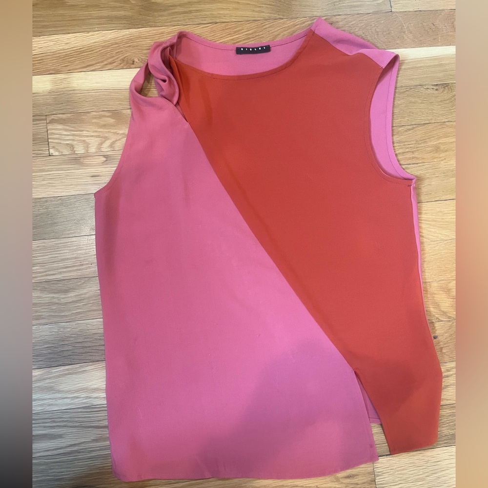 Asymmetric Pink and Orange Sleeveless Top - Sisley